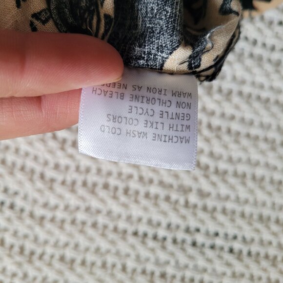 Rachel Zoe Linen Blend Wide Leg Pull On Pants w/ Side Pockets, Tropical Medi - Picture 6 of 6